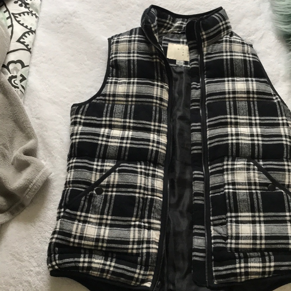 Black and white plaid vest